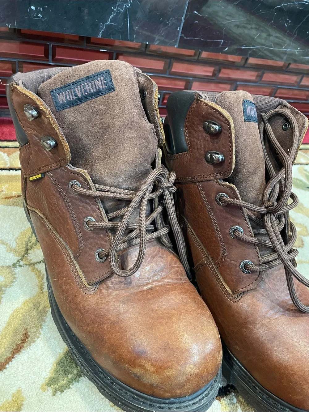 Wolverine Brown Leather Lace-Up Work Boots